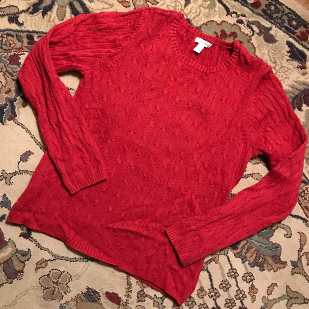❤️Red Cable Knit St. John’s Bay Sweater (L)